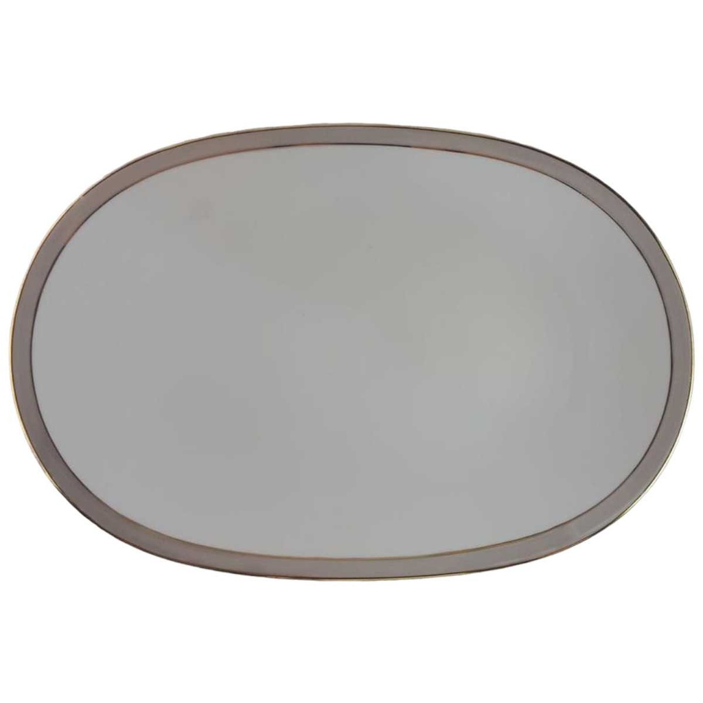 [45813955] Servierplatte Speiseplatte Fleischplatte Steakplatte Goldrand 33,7x22,9 cm Tirschenreuth Grauband gebraucht - gut