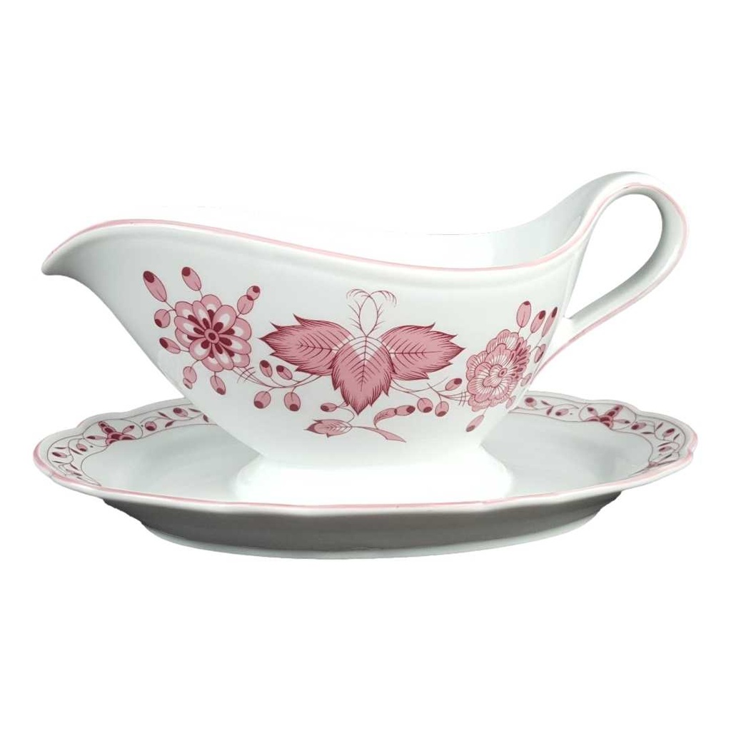 [458139625] Sauciere Tirschenreuth Unbekannte Formen Blumenmuster mit rosa Rand gebraucht - sehr gut