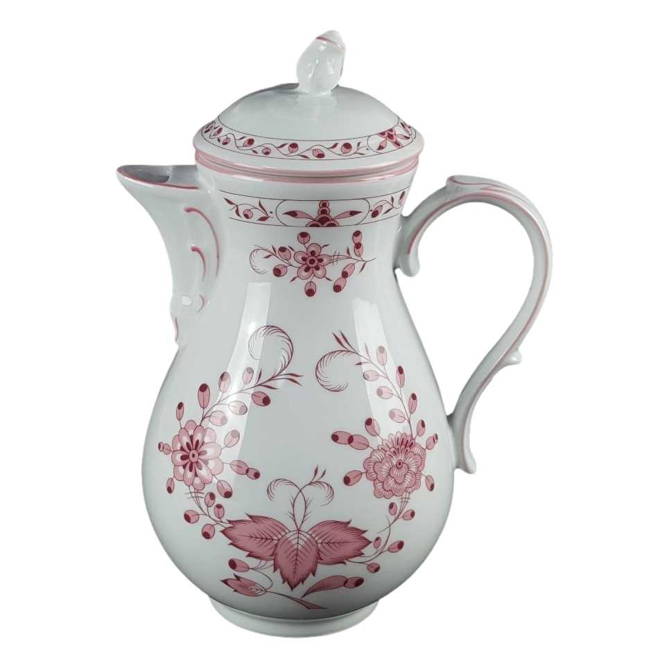 Kaffeekanne 1,25 L Tirschenreuth Unbekannte Formen Blumenmuster mit rosa Rand gebraucht - gut