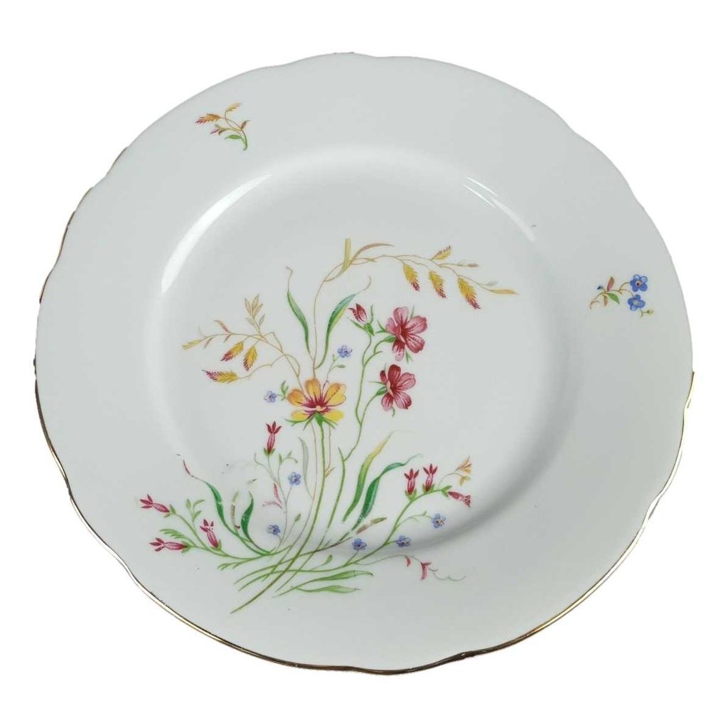 [458139685] Kuchenteller Dessertteller Goldrand 18,9 cm Schirnding Bavaria Blumendekor Blumen gebraucht - gut