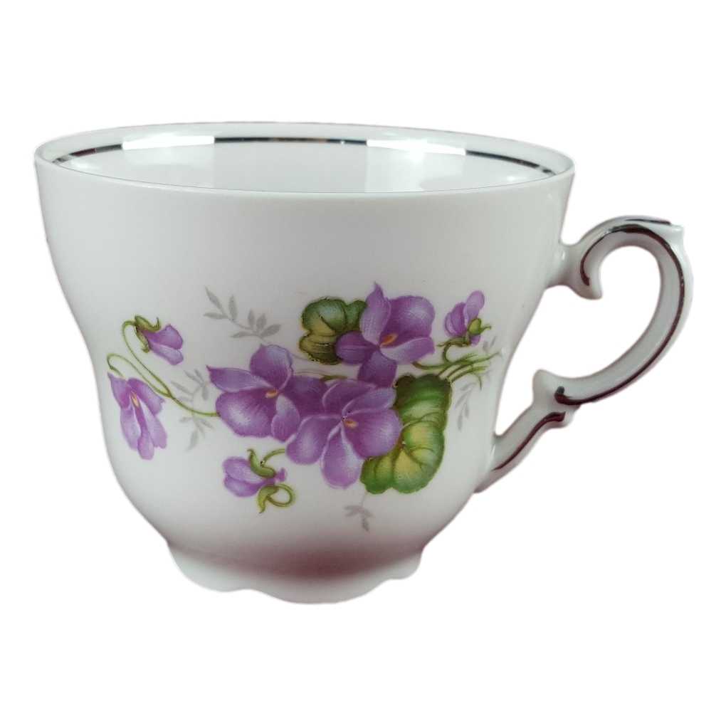 [458139833] Kaffeetasse Schumann Arzberg Veilchen lila Platinrand gebraucht - sehr gut