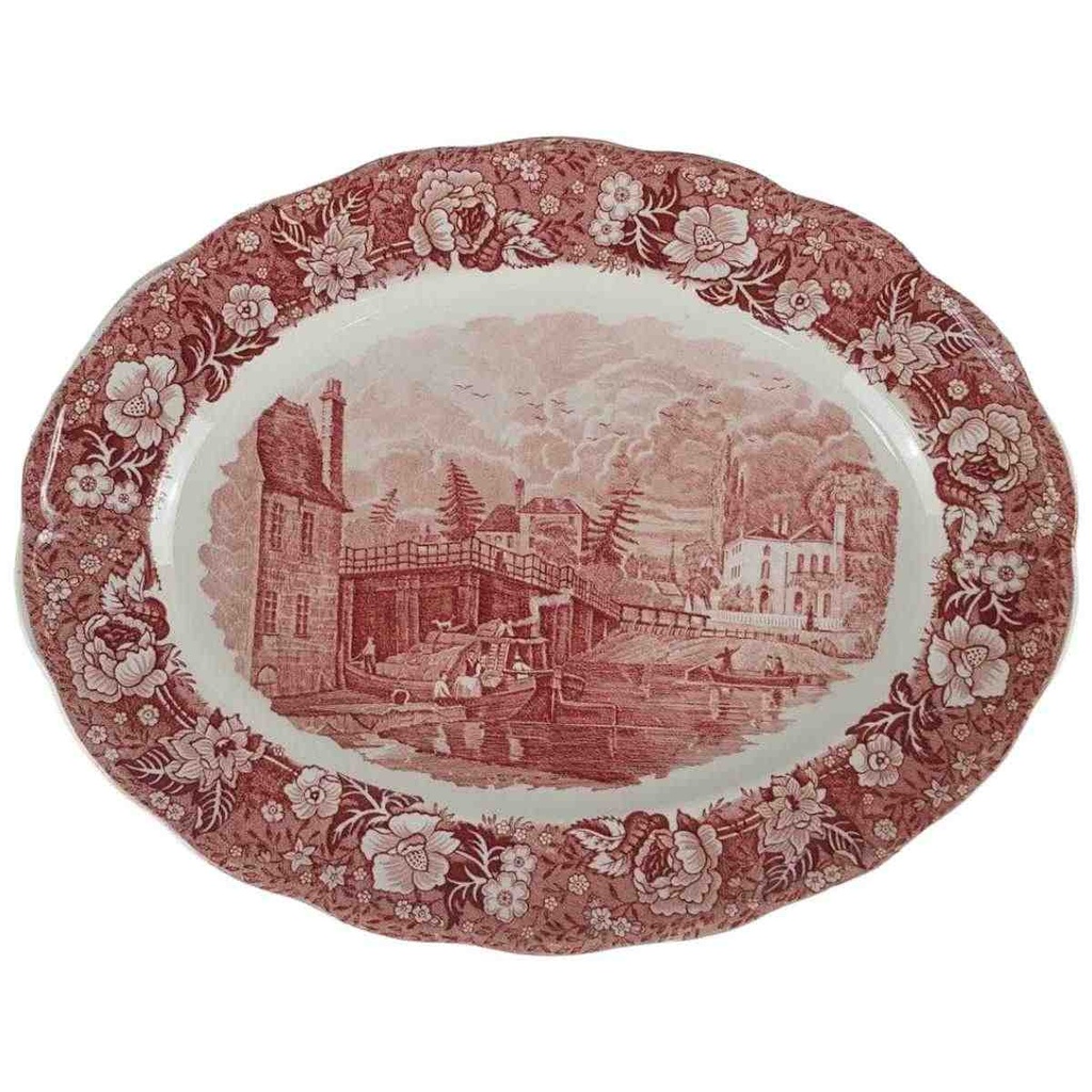 [458140290] Servierplatte 30,3x23,5 cm Palissy Thames River Scenes Rot gebraucht - gut