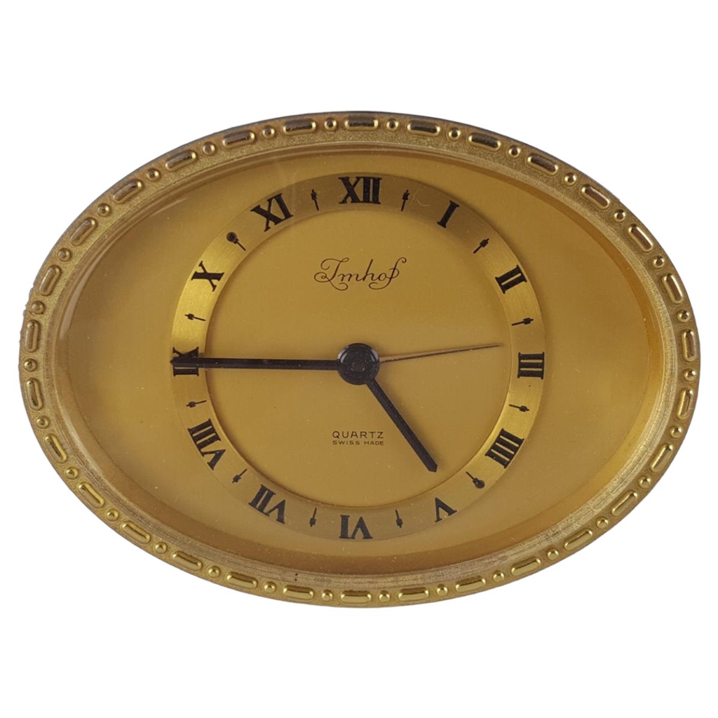 [458140328] Imhof 1822446 Quartz Wecker Tischuhr oval Messing 9,5x7 cm