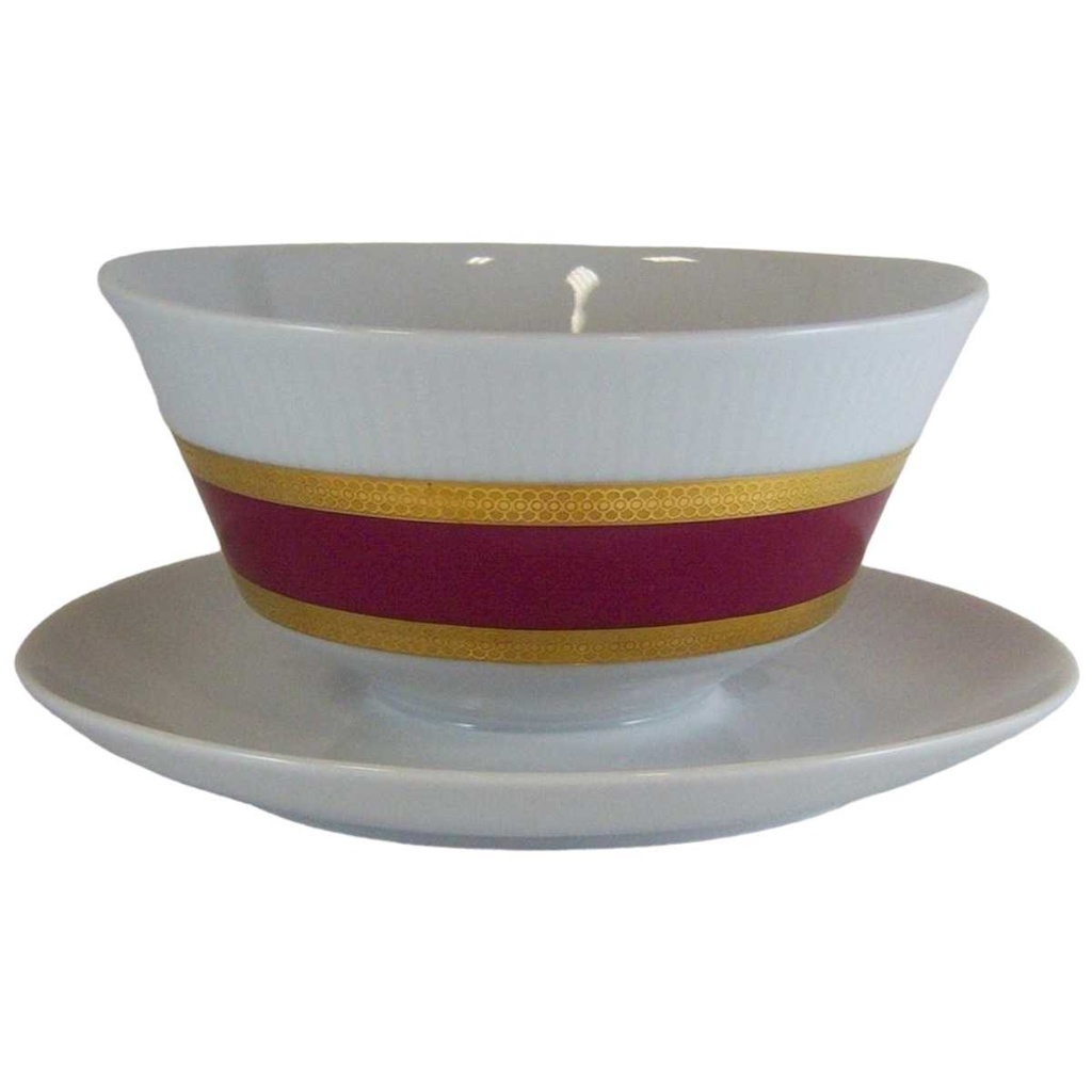 [4581404] Sauciere mit Teller Goldrand 1tlg Mitterteich Form 870 Rot gebraucht - sehr gut