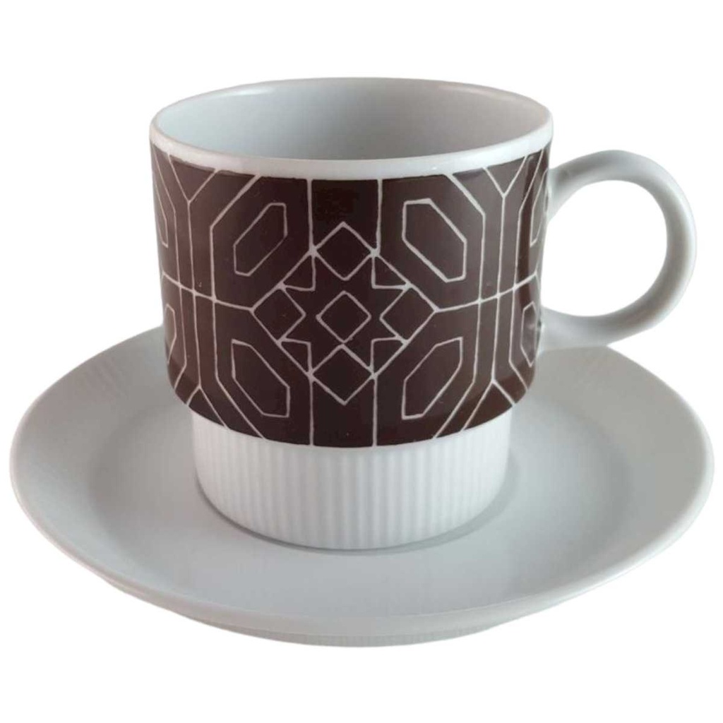 [45814067] Untertasse Kaffeetasse mit Tasse & Melitta Alte Formen weiß braun Vintage gebraucht - sehr gut