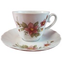 Kaffeetasse mit Untertasse Tasse & Winterling Kirchenlamitz Rot Rotrosa Blume Relief Form