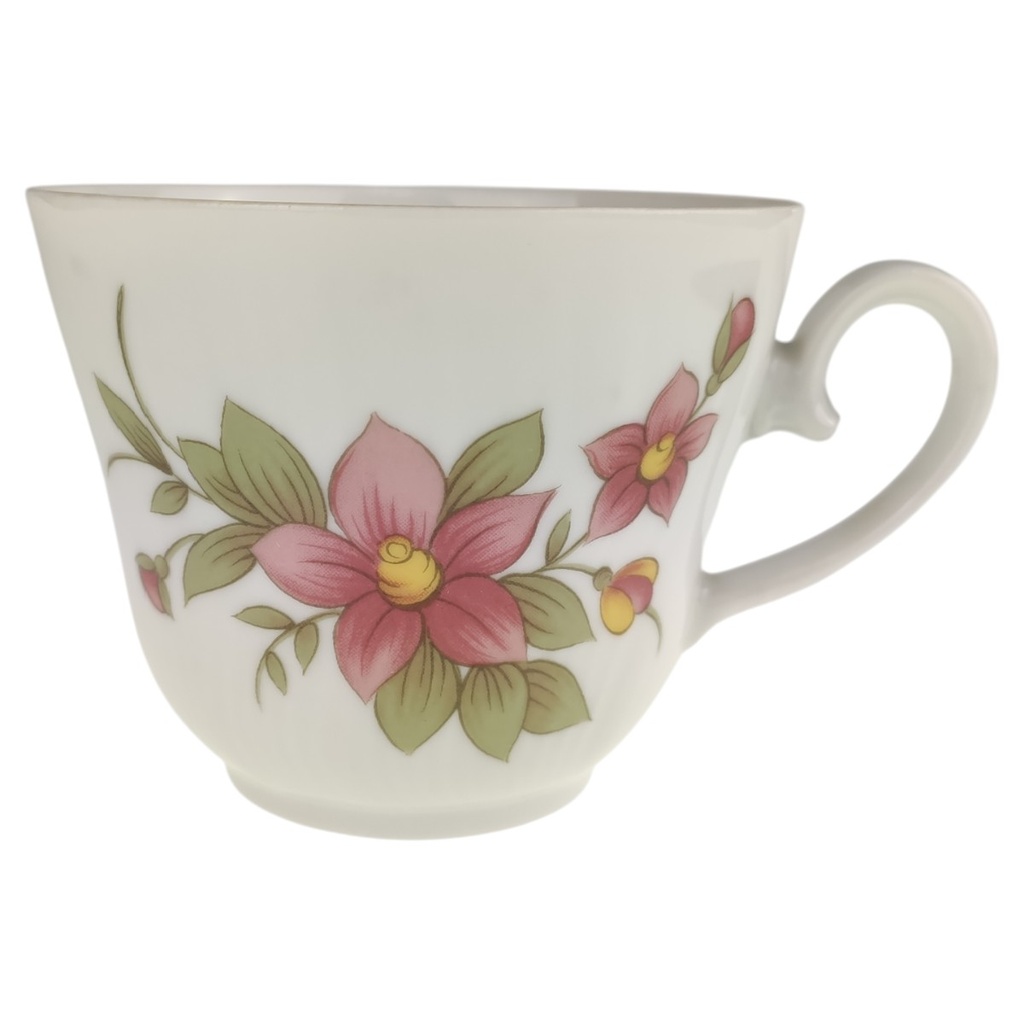 [45814408001-T] Kaffeetasse Tasse Winterling Kirchenlamitz Rot Rotrosa Blume Relief Form gebraucht - gut