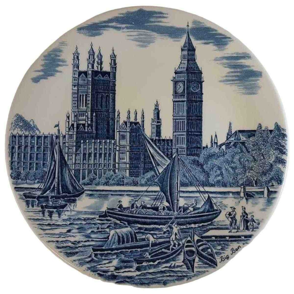 [4581452] Wandteller Sammelteller Johnson Bros Big Ben Blau gebraucht - sehr gut
