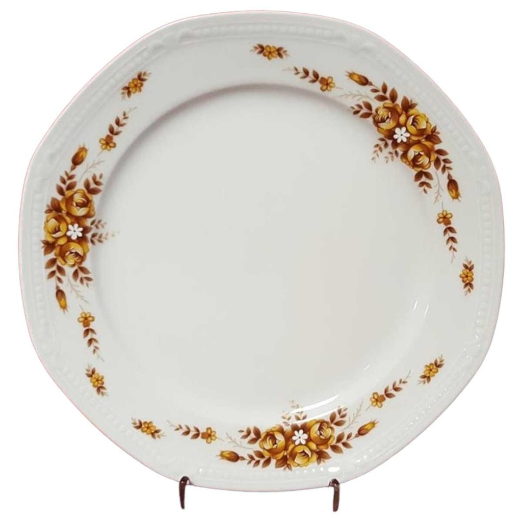 [45814578] Speiseteller Essteller 24 cm Mitterteich Form 2040 Sissi braun goldene Blumen gebraucht - gut