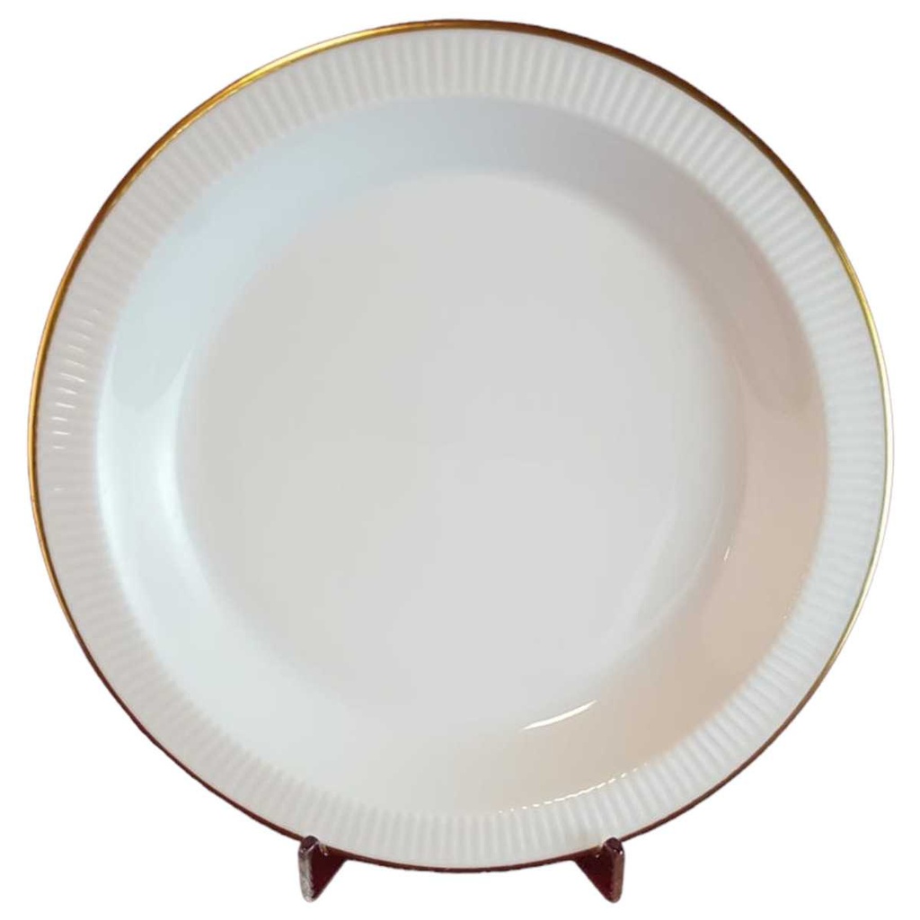 [45814682] Suppenteller Goldrand 20,8 cm Thomas Porzellan Relief Weiß mit gebraucht - gut