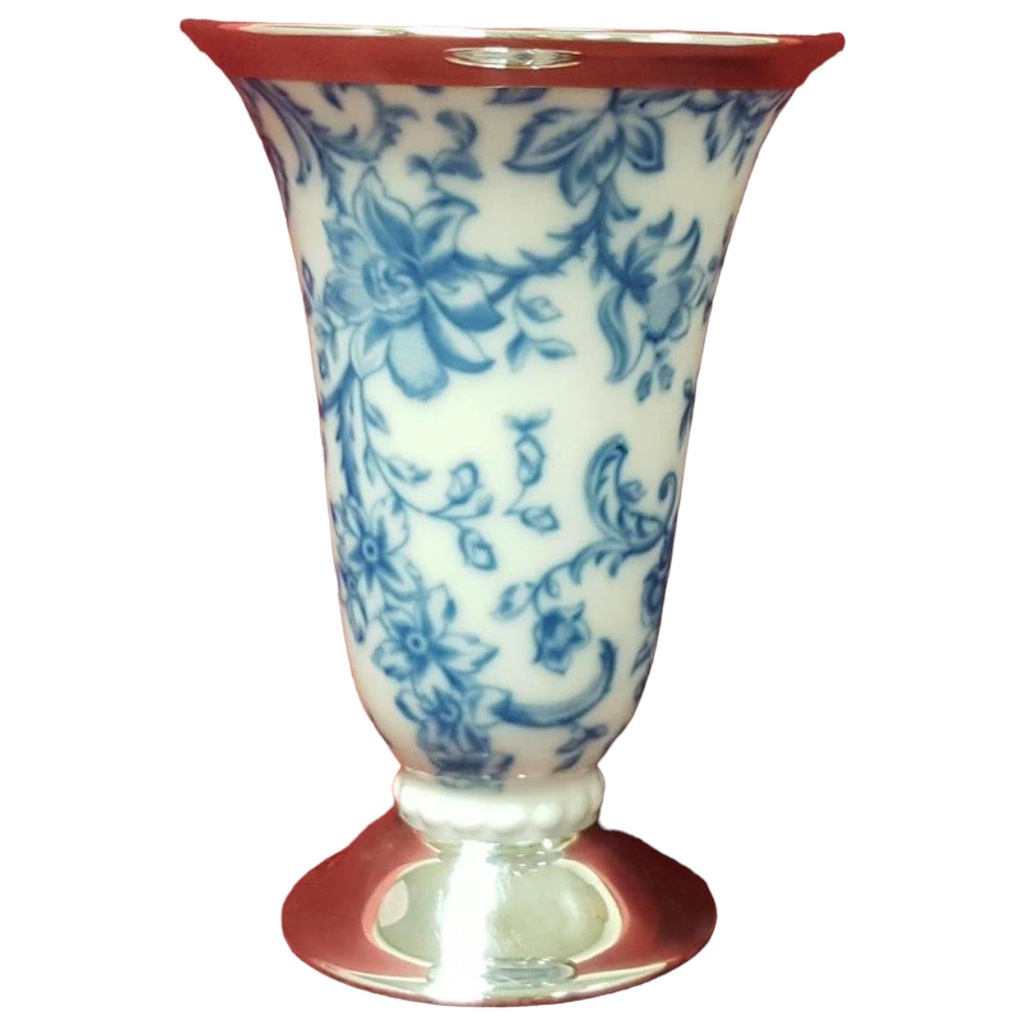 [45814755] Hutschenreuther Hohenberg Silber overlay Porzellan Vase H 19 cm
