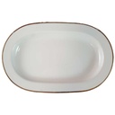 Servierplatte Speiseplatte Fleischplatte Steakplatte groß Goldrand 38,5x24,6 cm Seltmann Weiden Vohenstrauß Elfenbein 3 mm Beige gebraucht - gut