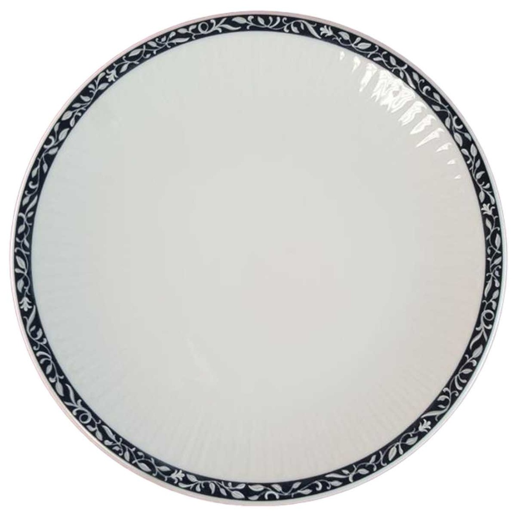 [45815190] Kuchenteller Dessertteller Frühstücksteller 20 cm Schaller Rheinpfalz blaues Band Rillenoptik Blau