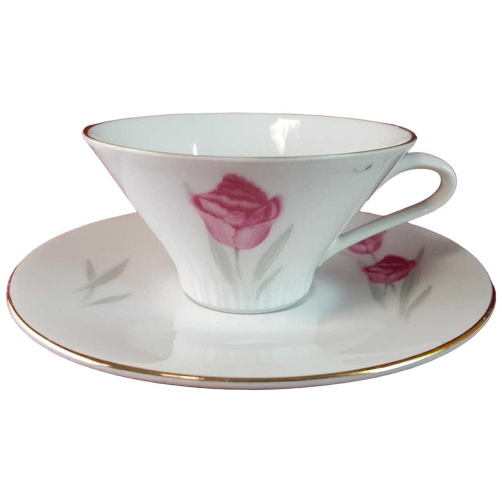 [45815246] Untertasse Kaffeetasse mit Tasse & Goldrand Zeh Scherzer Rote Rose gebraucht - gut
