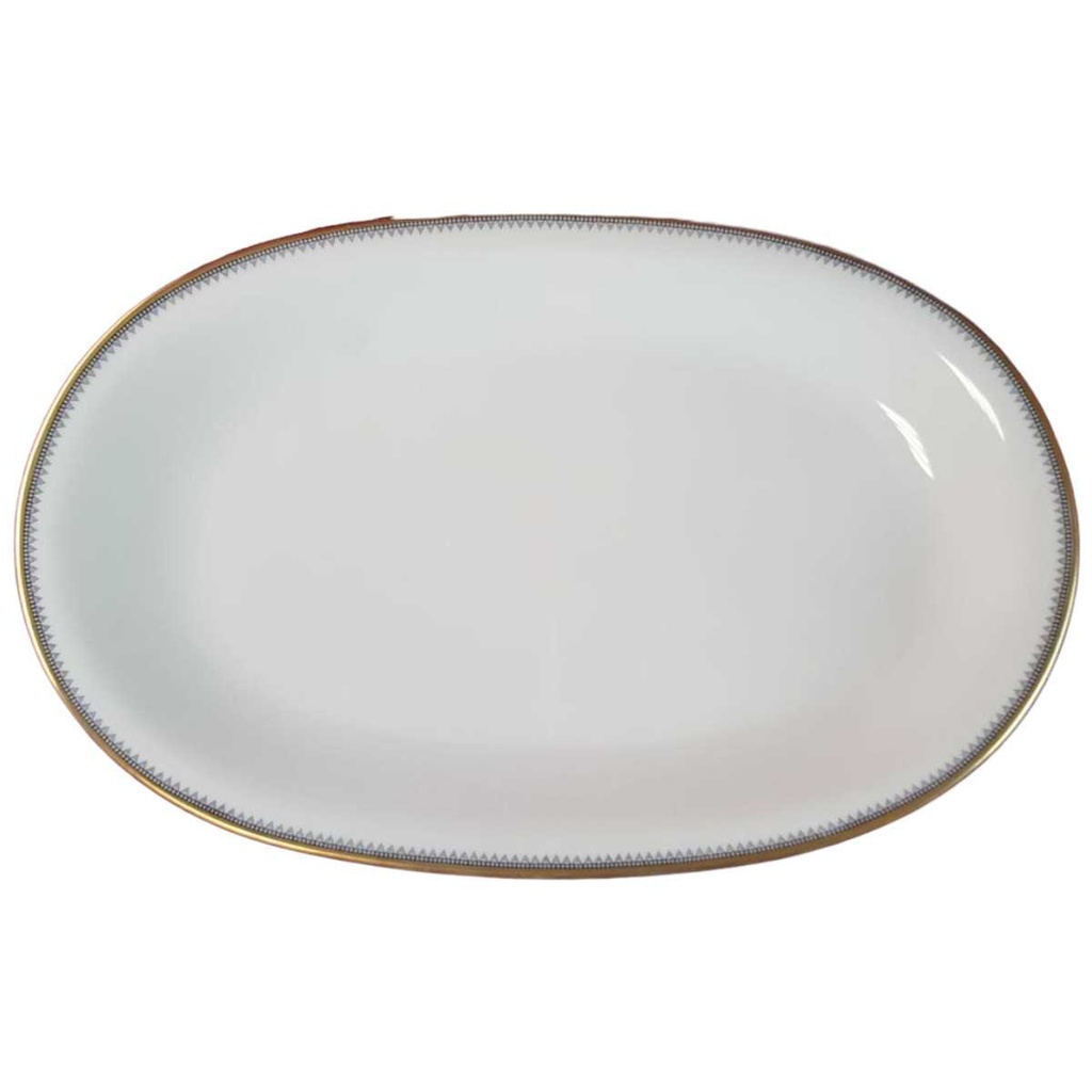 Servierplatte Speiseplatte Fleischplatte Steakplatte Goldrand 32x20,5 cm Eschenbach Alte Formen 010171 Schwarze Ranke gebraucht - gut