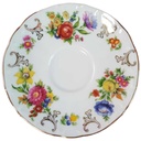 Untertasse für Tee Goldrand 14,8 cm Paul Leitner bunte Blumen mit gebraucht - sehr gut