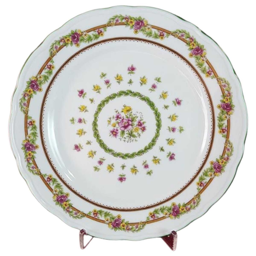 [45815445] Kuchenteller Dessertteller Frühstücksteller 19,9 cm Schaller bunte Blumendekor mit Grünrand Blumen gebraucht - gut