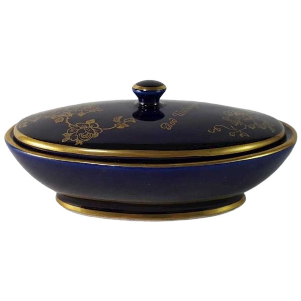 [45815981] Deckeldose Bonboniere Golddekor KHM Karlheinz Müller Bavaria Kobaltblau Blau gebraucht - sehr gut