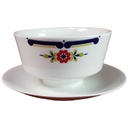 Sauciere mit Teller 1tlg Mitterteich Form 890 blau grün rot Blumendekor Blumen gebraucht - akzeptabel