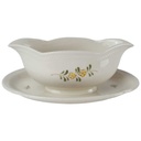 Sauciere 1tlg VEB Dresden Blumendekor grün gelb Blumen gebraucht - gut