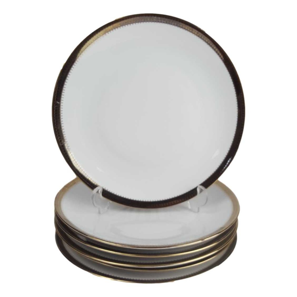 Kuchenteller Dessertteller Goldrand 19,8 cm Schaller weiß Bavaria gebraucht - gut