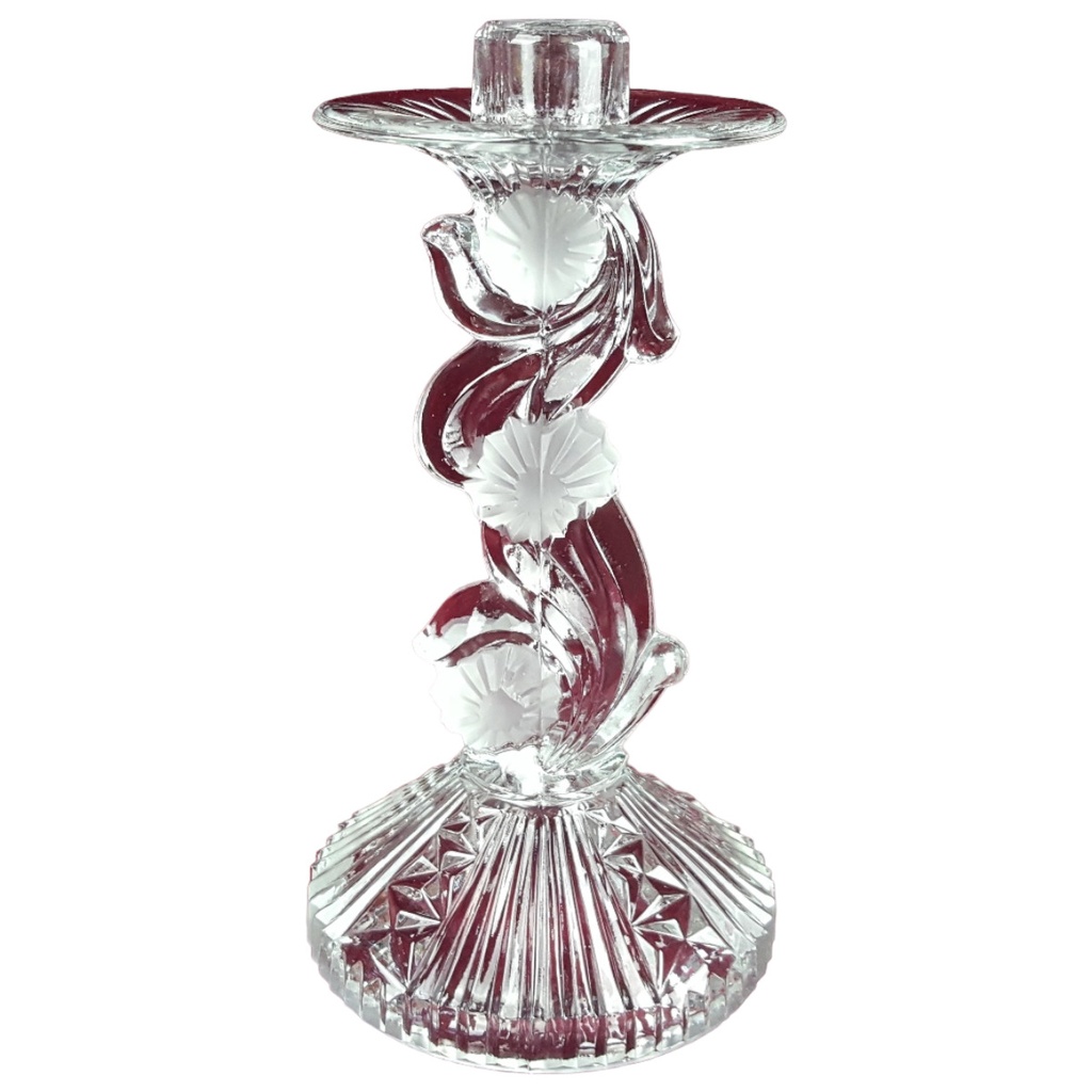 Bohemia Glas Kerzenhalter Handarbeit H 21,2 cm
