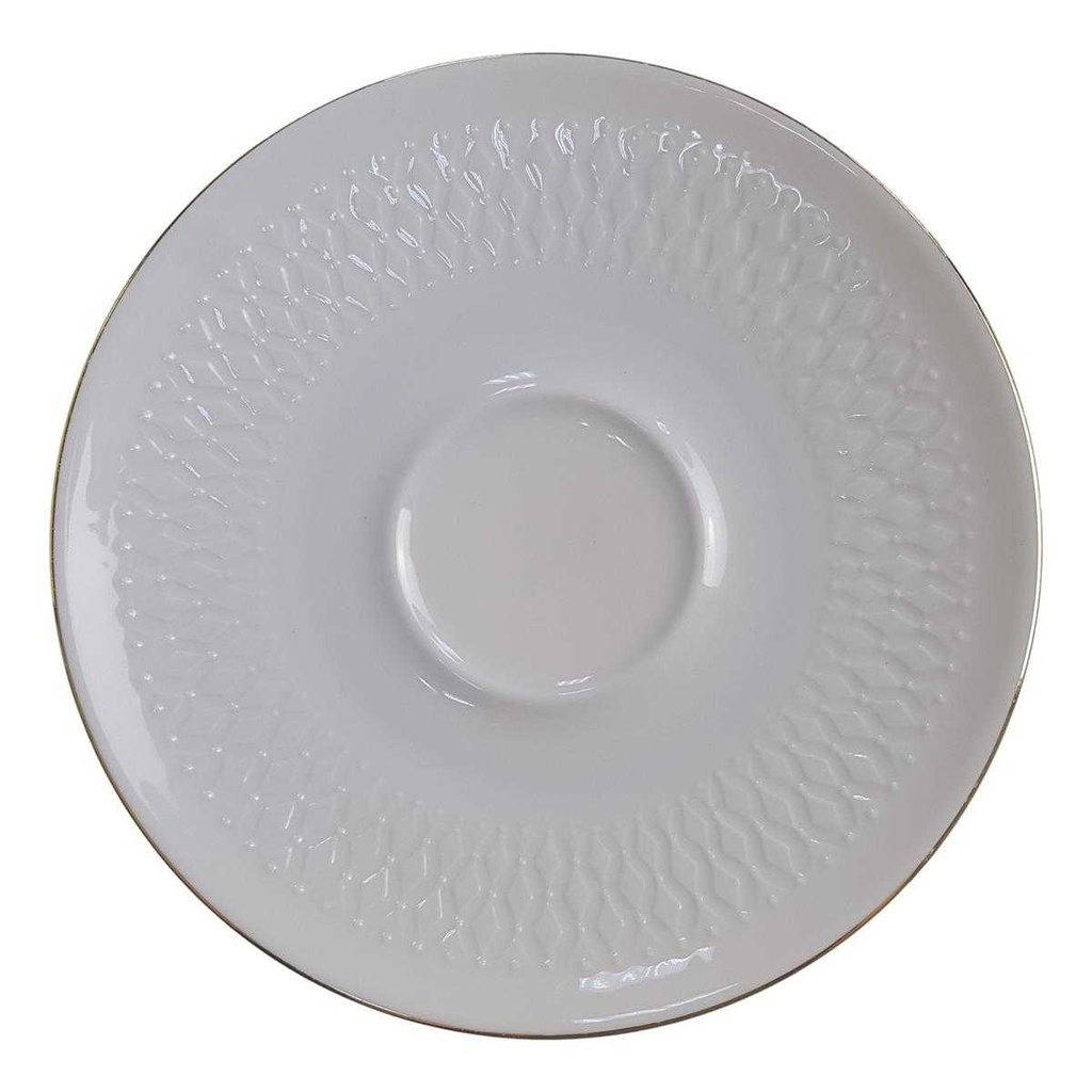 [458164312] Untertasse Goldrand 15,4 cm Winterling Röslau Reliefdekor weiß gebraucht - gut