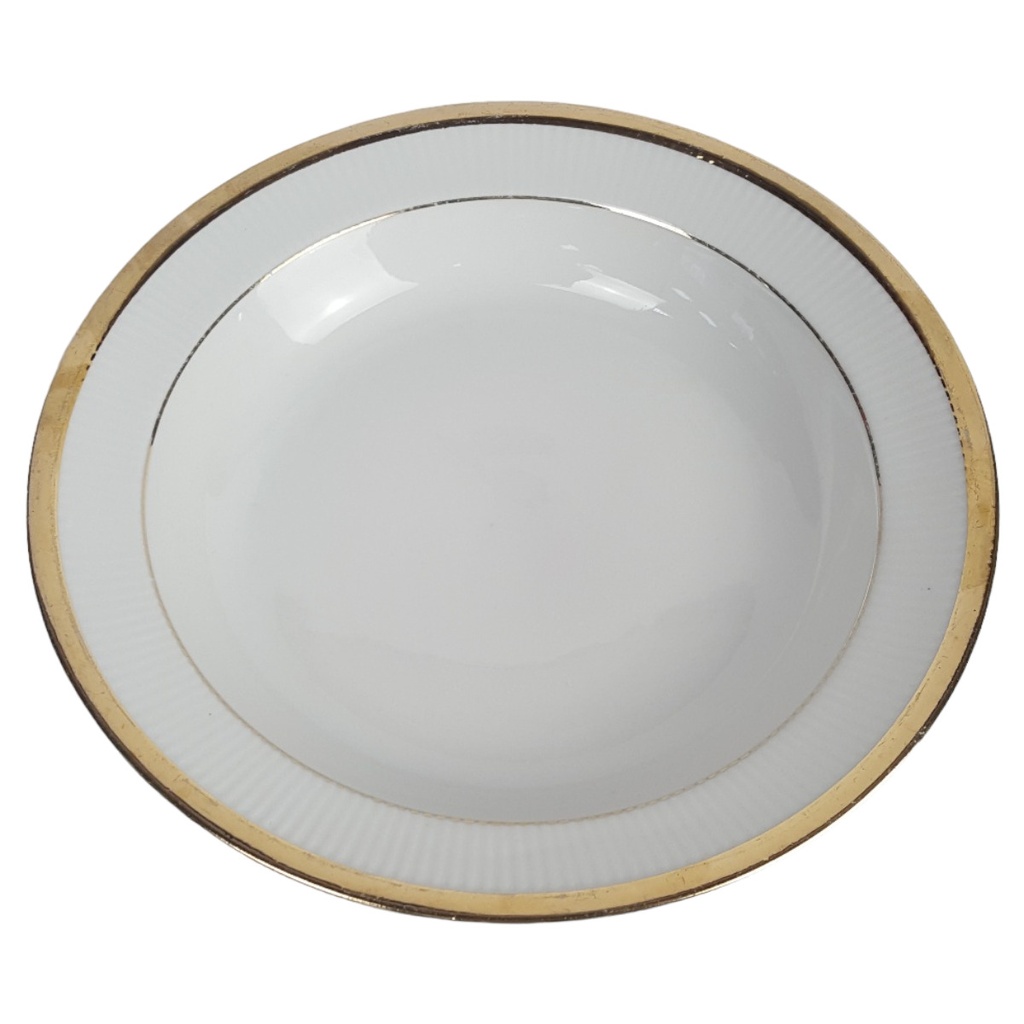 [458164350] Chodziez Porzellan Goldrand geriffelt Suppenteller D 22,9 cm