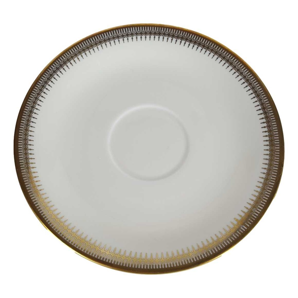 [458164362] Untertasse Goldrand 14,9 cm Seltmann Weiden Vohenstrauß elfenbein gebraucht - gut