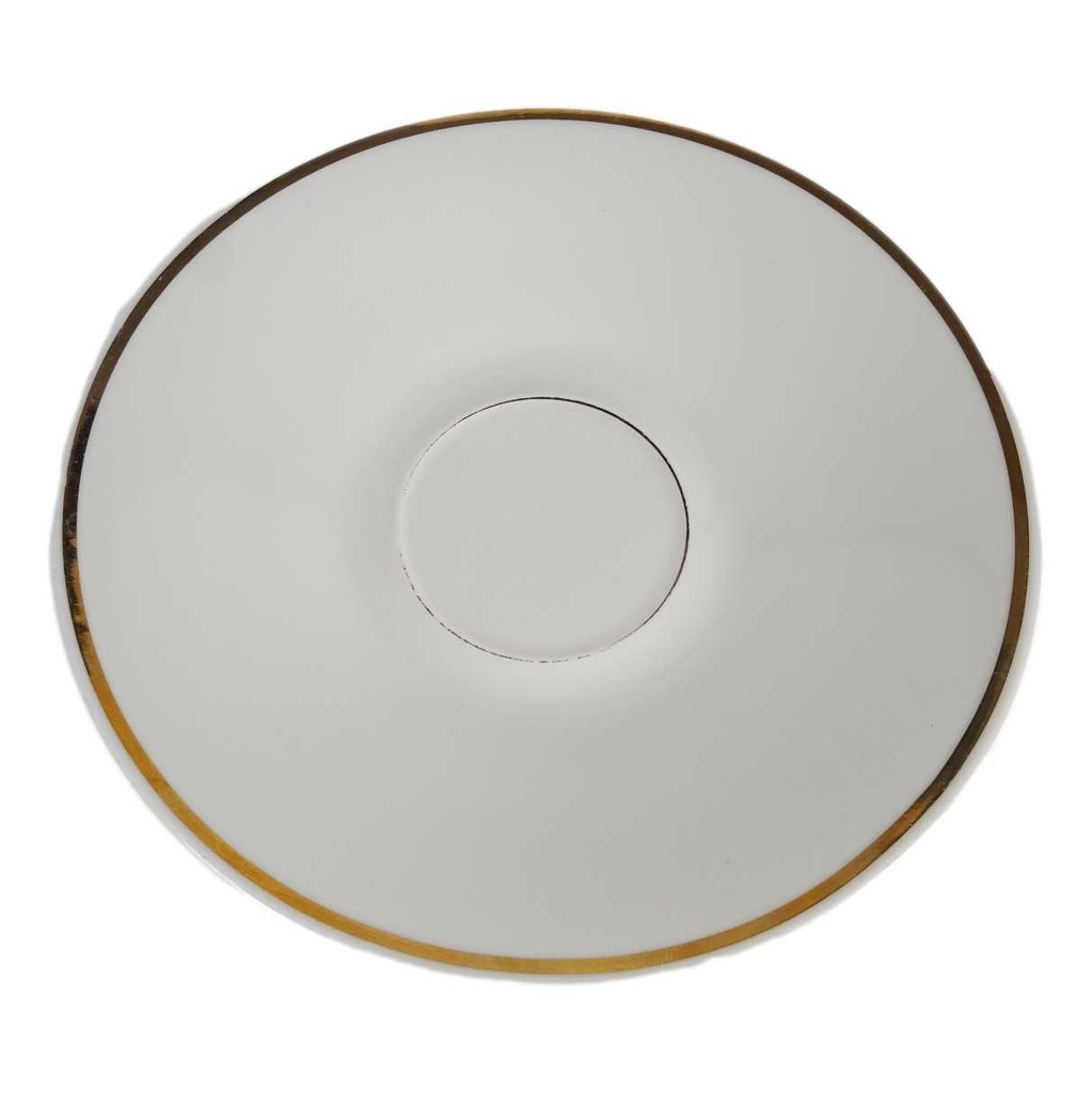 [458164366] Untertasse Goldrand 15,2 cm PMR Jaeger & Co Bavaria elfenbein gebraucht - gut