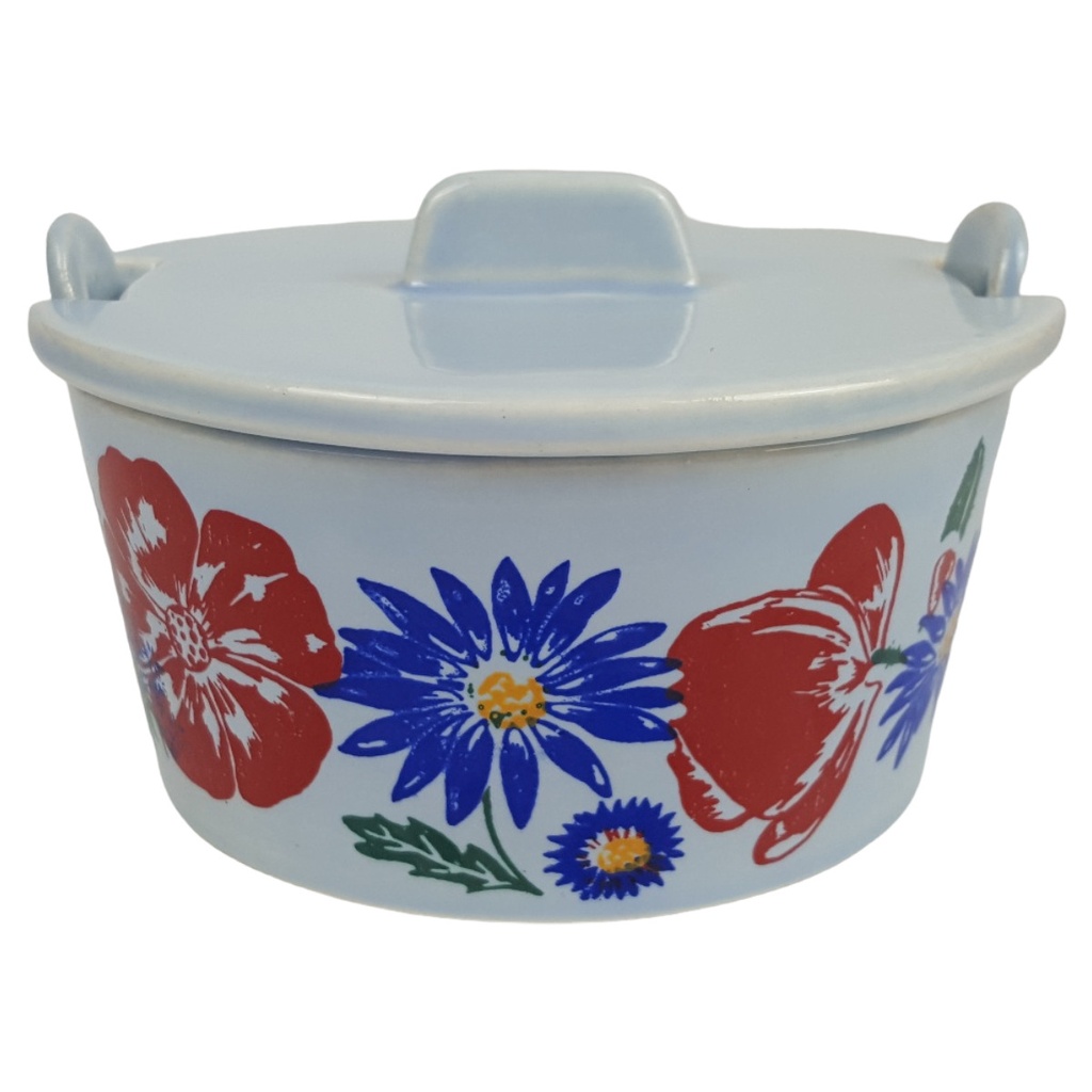 [458164805] Staffel Stoneware Keramik Blumenmotiv Deckeldose H 7,2 cm
