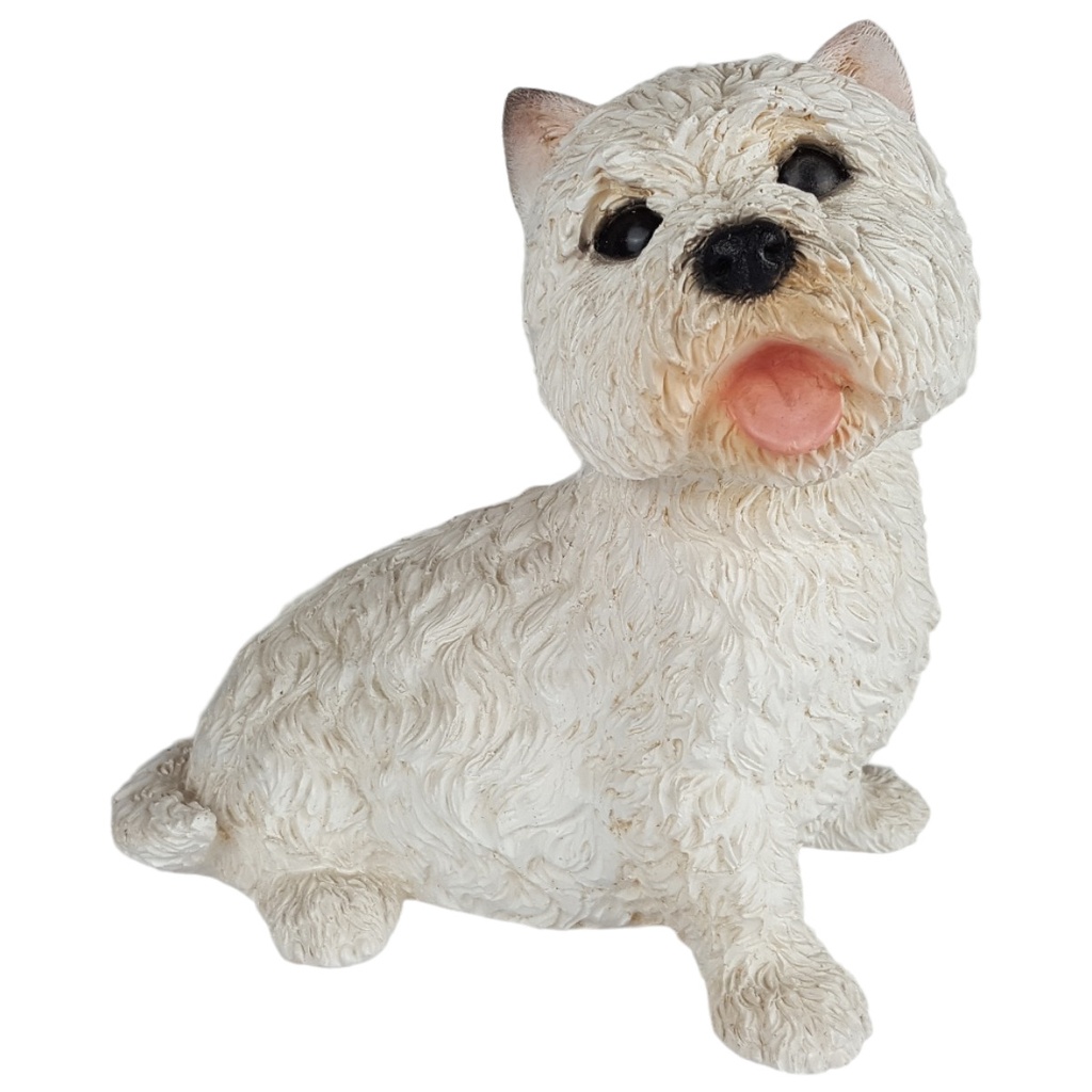 [458164902] Castagna Kollektion 1994 Kunststein Deko Figur Hund weiß H 20,6 cm