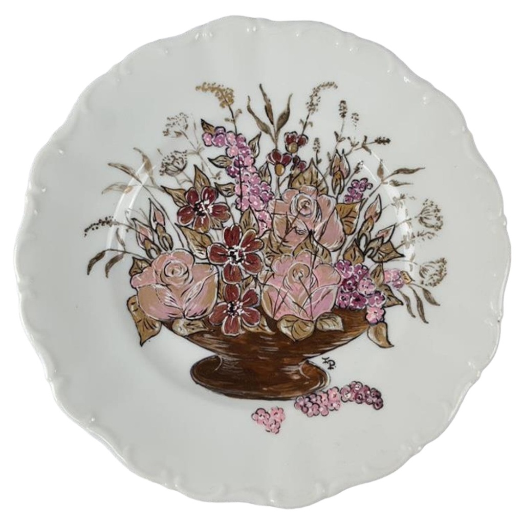 [45816555] Handbemalter Wandteller Blumenbouquet Seltmann Weiden D 19,3 cm