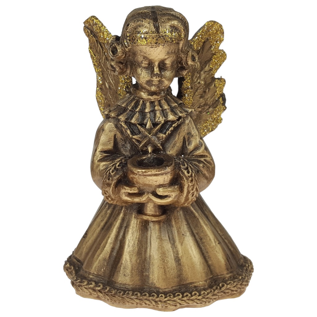 [458165939] Figur Skulptur Tepe Wachskunst Engel Kerzenhalter Deko H 15,8 cm