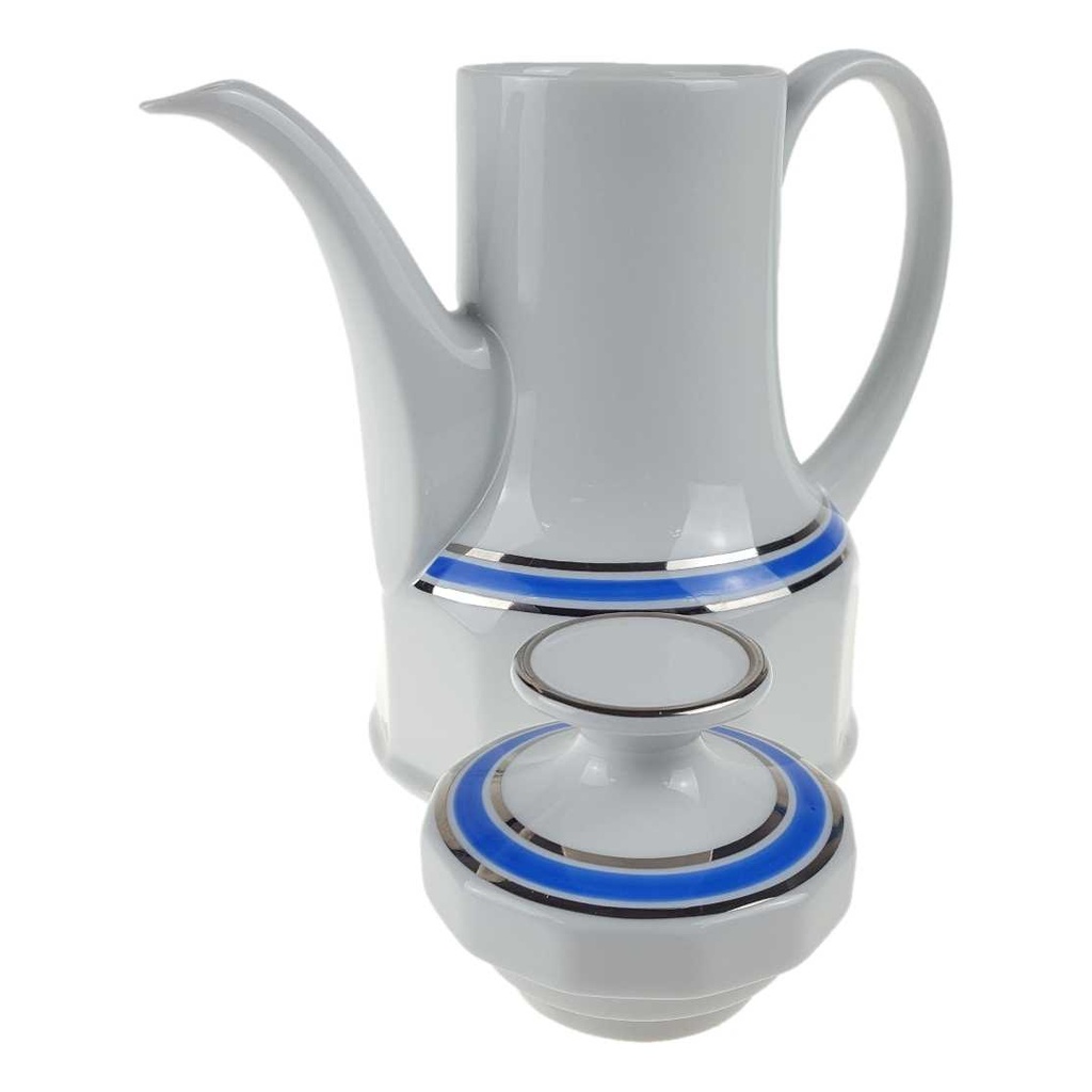 [458166290] Kaffeekanne 1,05 L Seltmann Weiden Vohenstrauß Platinrand blau gebraucht - gut