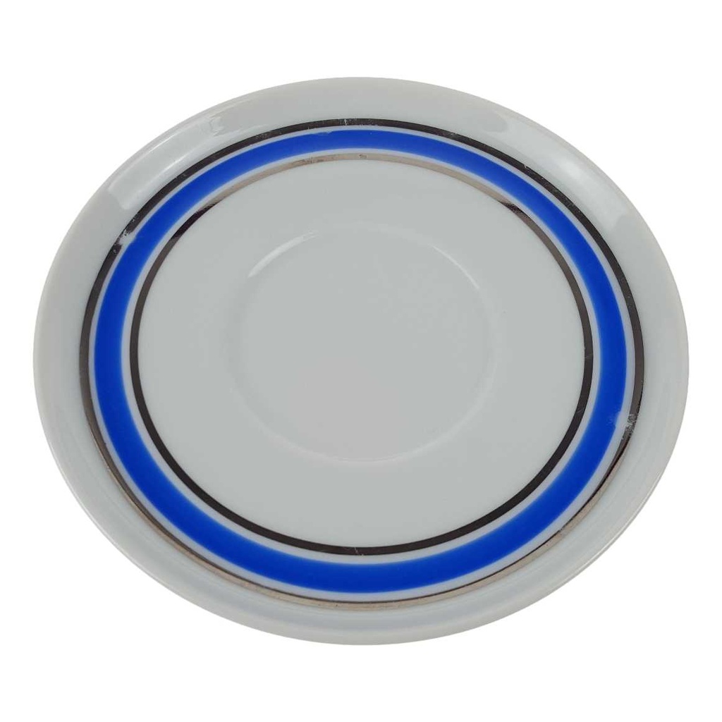 [458166299] Untertasse für Kaffee 14,9 cm Seltmann Weiden Vohenstrauß Platinrand blau gebraucht - gut