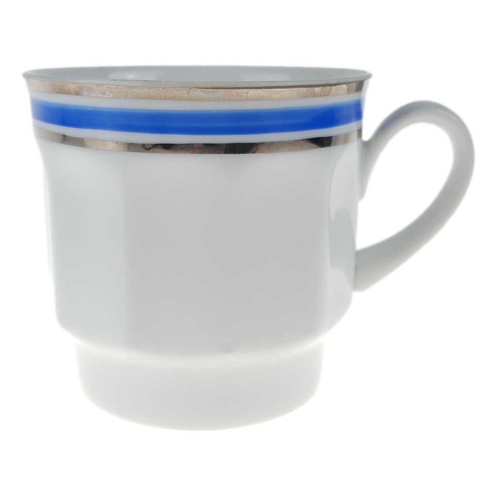 [458166300] Kaffeetasse 0,19 L Seltmann Weiden Vohenstrauß Platinrand blau gebraucht - gut