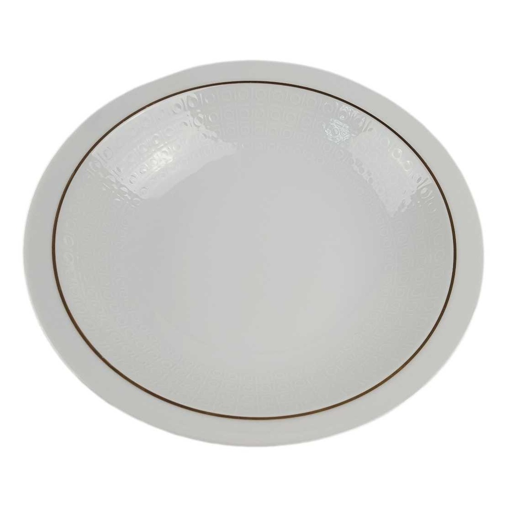 [458166564] Suppenteller Goldrand 22,1 cm AK Kaiser Porzellan Form 40 Reliefdekor gebraucht - gut