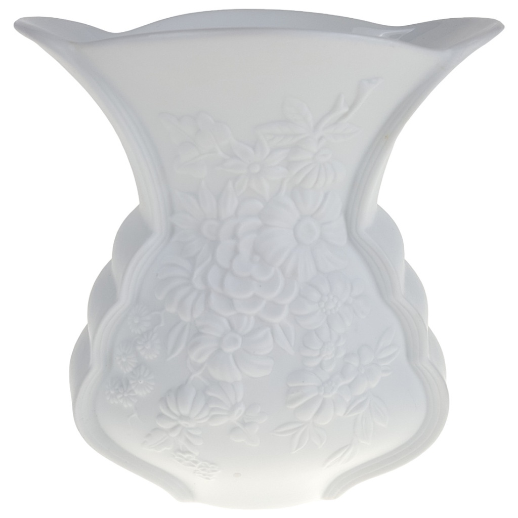 Vase Blumenvase 14,3 cm AK Kaiser Blumendekor Weiß Blumen gebraucht - gut