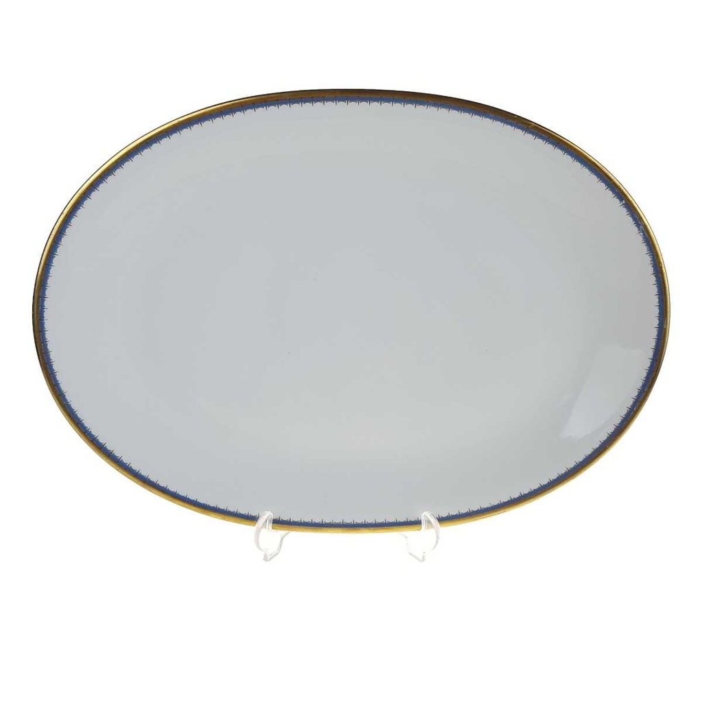 [458167208] Servierplatte Fleischplatte Goldrand 34,1x24,3 cm PMR Jaeger & Co Bavaria Blau Gold gebraucht - gut