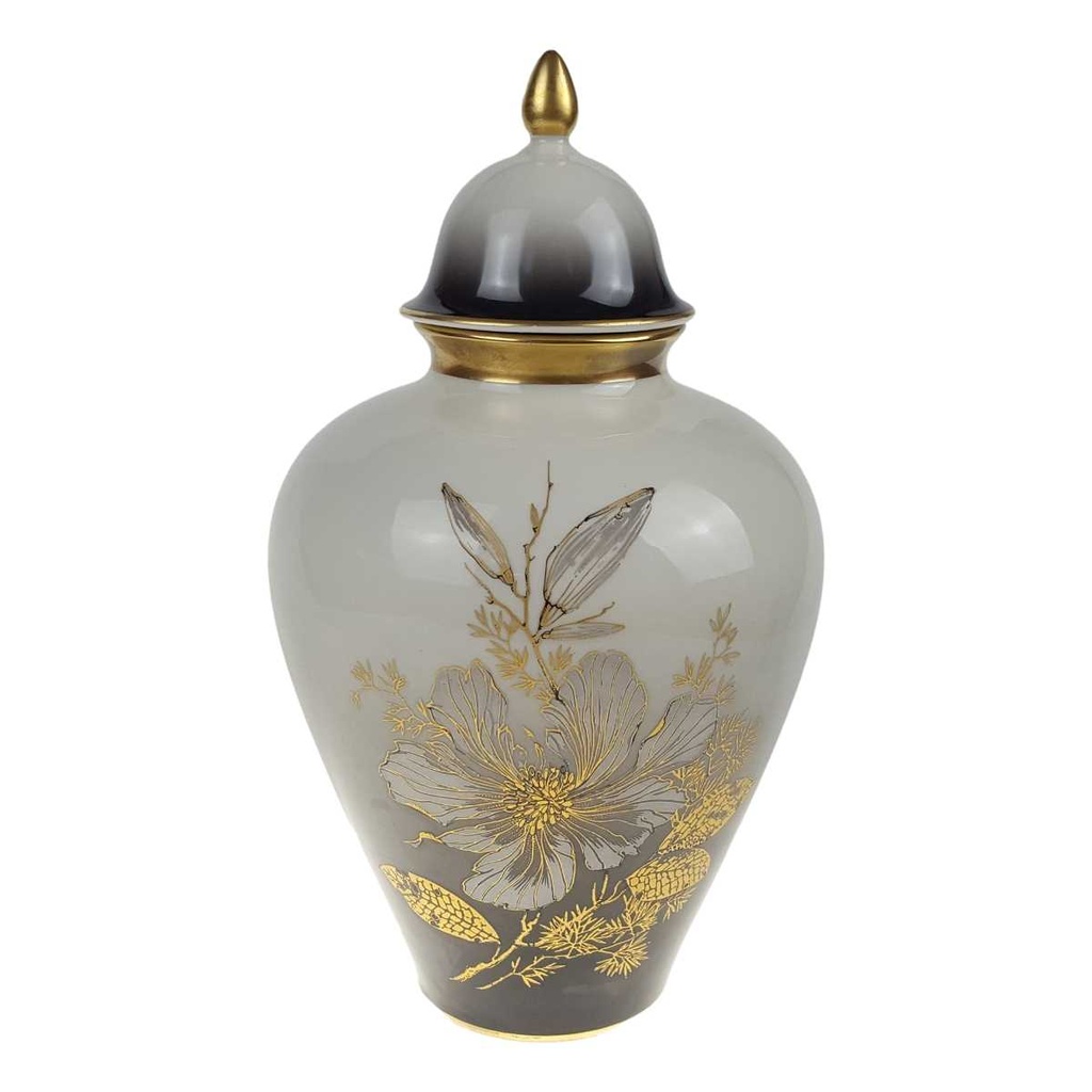 [458167303] Deckelvase Royal KM Bavaria Blumendekor Goldrand
