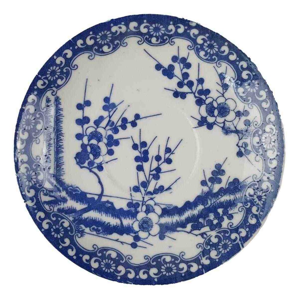 [458168301] Untertasse für Tee ohne Stempel 13 cm Japan China Kirschblüte Blau gebraucht - gut