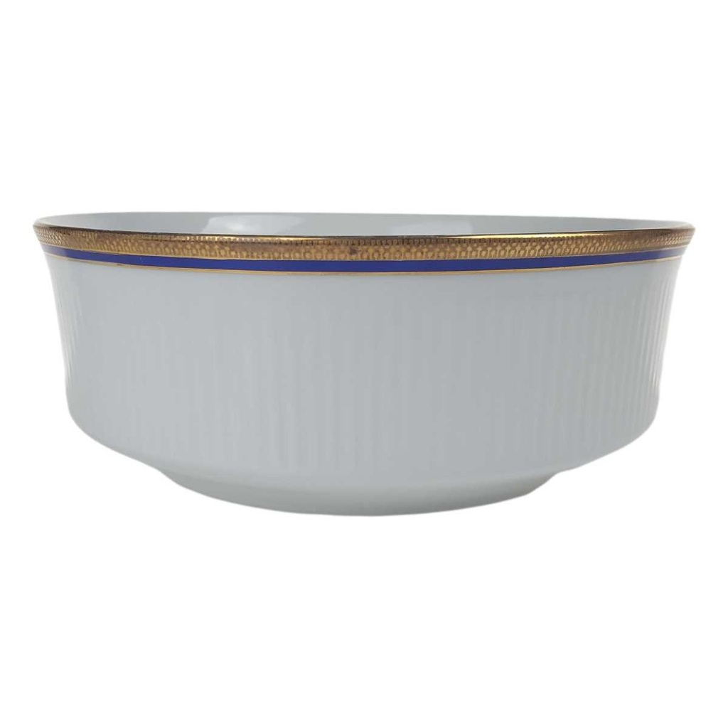 [458168451] Schüssel Goldrand 20 cm Bareuther Waldsassen geriffelt Blauband Weiß gebraucht - gut