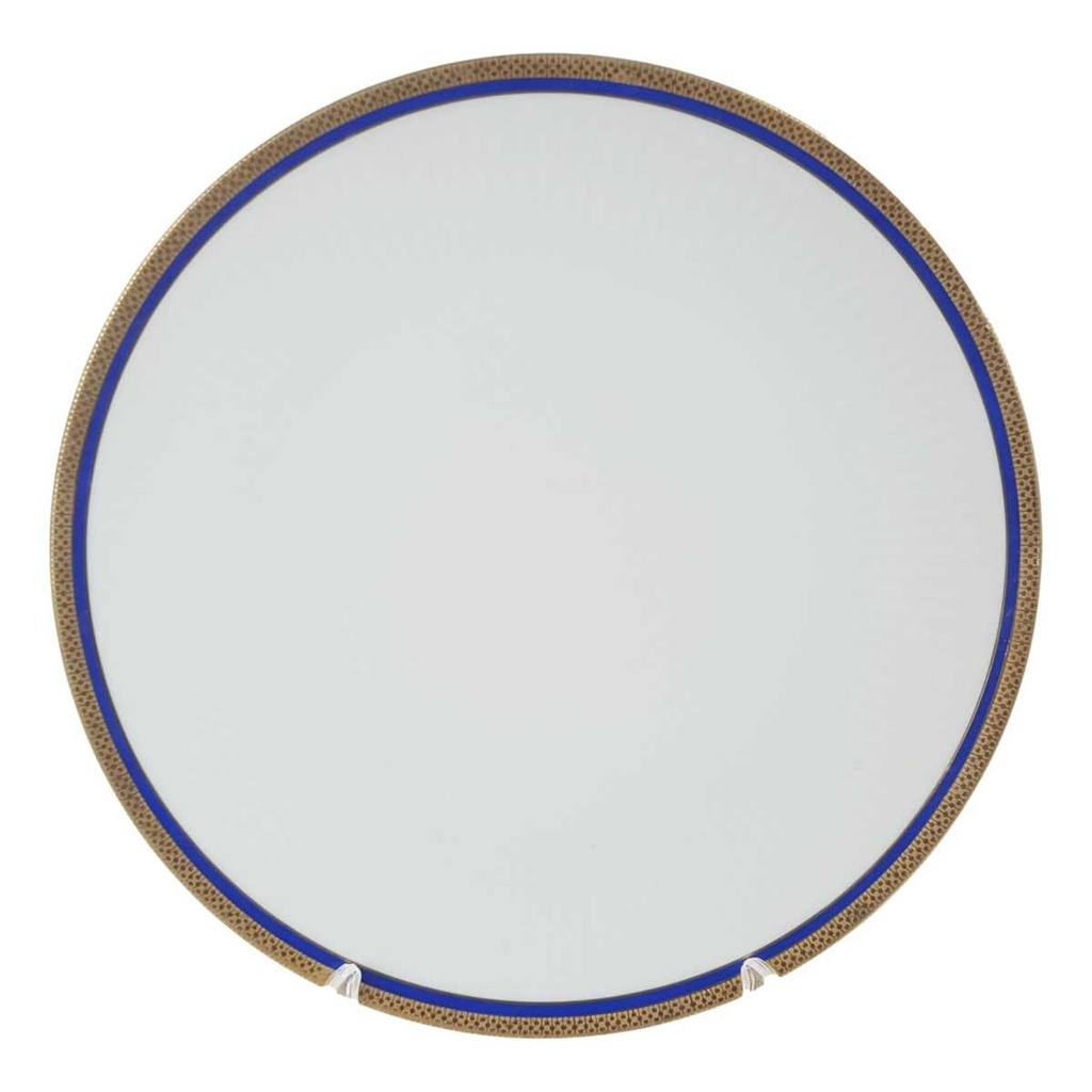 [458168453] Speiseteller Goldrand 24,2 cm Bareuther Waldsassen geriffelt Blauband Weiß gebraucht - gut