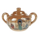 Zuckerdose Japan China Asiatisches Porzellan Geisha Perlmutt gebraucht - gut