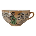 Teetasse Geisha im Tassenboden 0,15 L Japan China Grün Perlmutt gebraucht - akzeptabel
