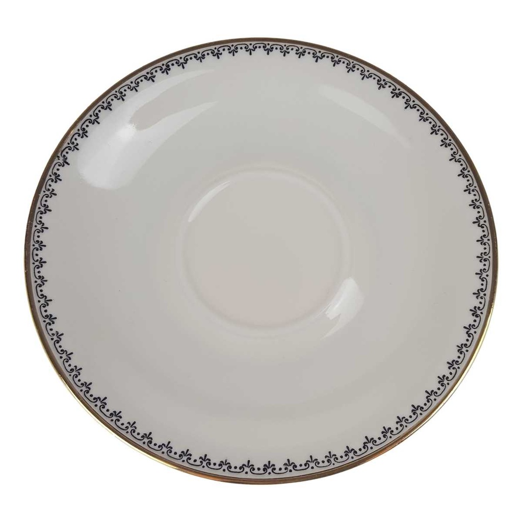 [458168606] Untertasse 14,6 cm Oscar Schaller & Co. Bavaria Elfenbein Goldrand