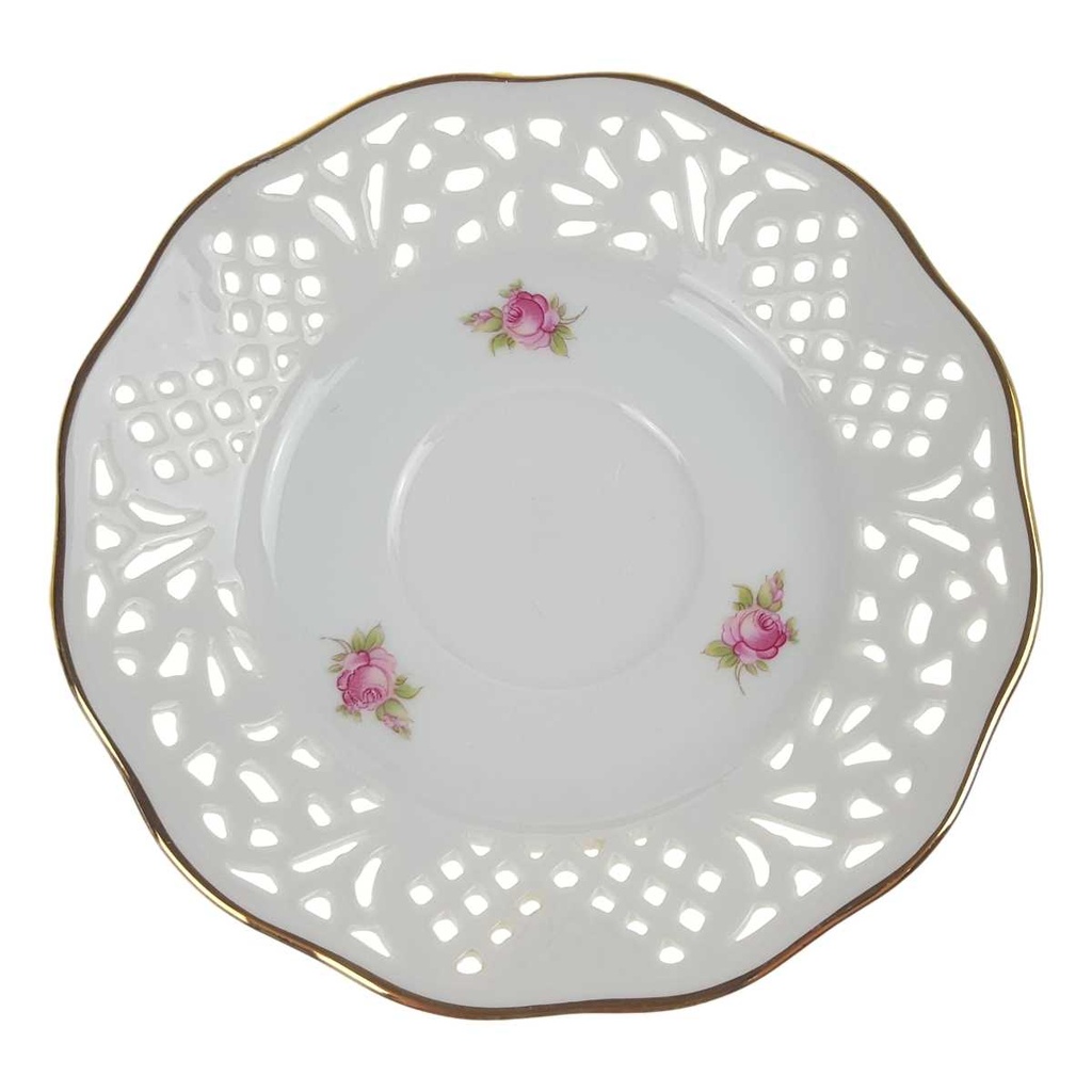 [458168615] Untertasse 14,3 cm Schumann/Arzberg rosa Dekor Goldrand