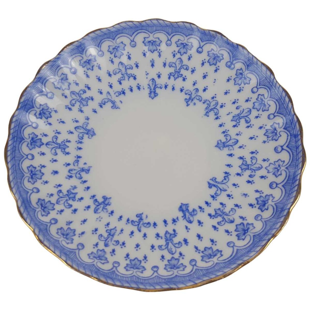 [458168920] Untertasse Goldrand Stempeln sind unterschiedlich 13,8 cm Schaller Blaue Lilie Blumendekor Blumen gebraucht - gut