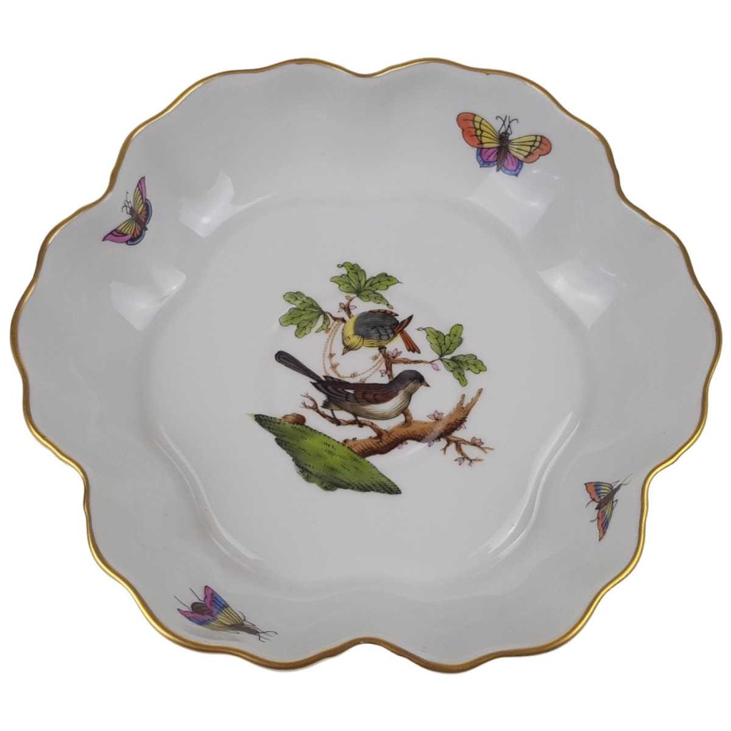 [458169022] Schälchen klein Goldrand 14 cm Herend Ungarn Rothschild Vogeldekor gebraucht - gut